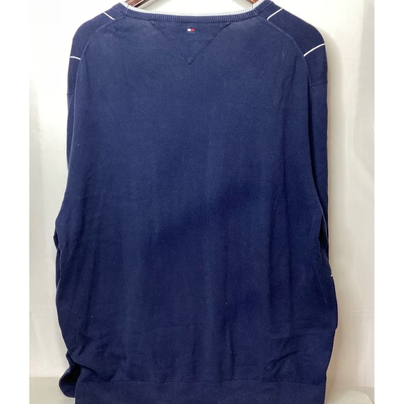 Tommy Hilfiger‎ Golf Sweater Mens XL Blue White Grid V Neck Pullover - Picture 5 of 13